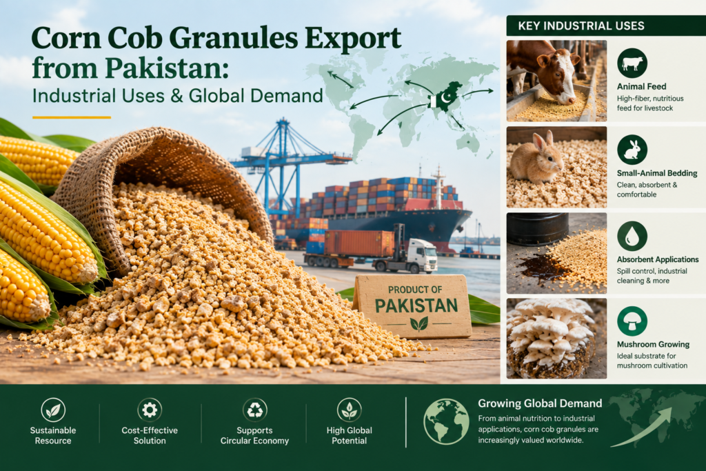 Corn Cob Granules Export from Pakistan: Industrial Uses & Global Demand