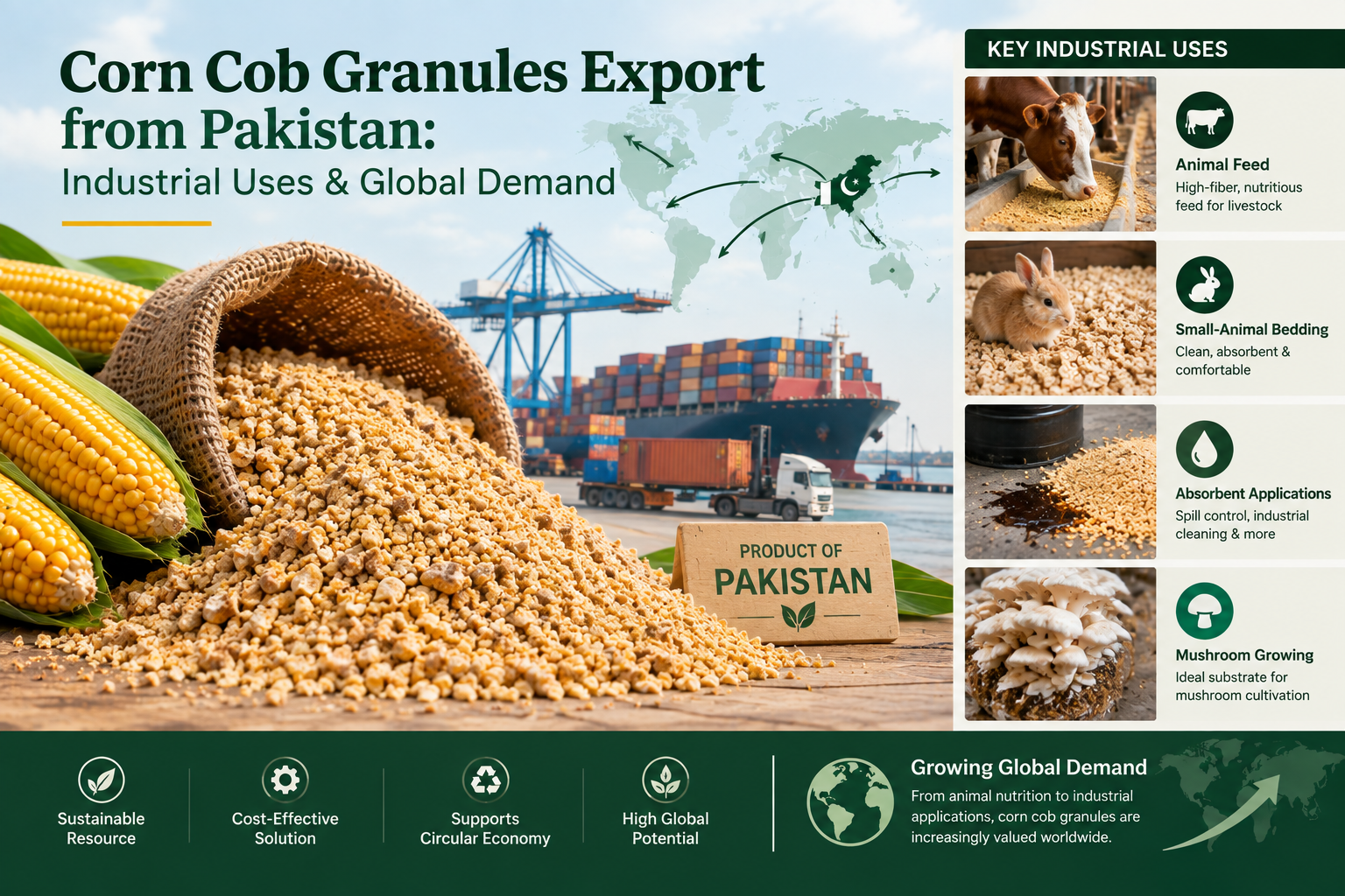 Corn Cob Granules Export from Pakistan: Industrial Uses and Global Demand