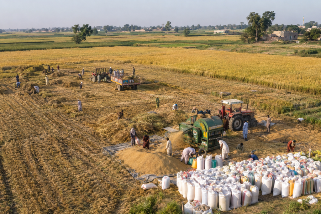 Rice harvest in Punjab Pakistan ready for international export