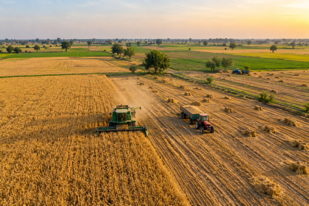 Agricultural fields in Pakistan producing biomass raw materials for export