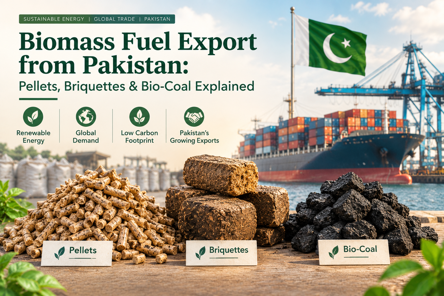 Biomass Fuel Export from Pakistan: Pellets, Briquettes & Bio-Coal Explained