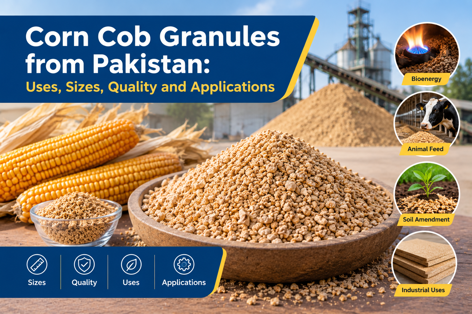 Corn Cob Granules from Pakistan: Uses, Sizes, Quality and Applications